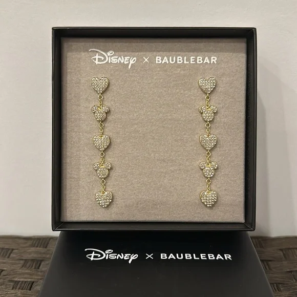 NWT Disney x Baublebar Mickey & Minnie Heart Earrings - Picture 2 of 4